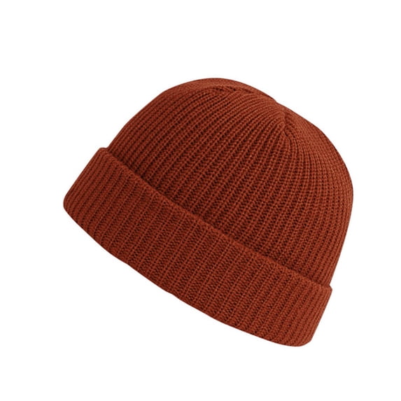 LIZUOJUN Solid Color Ribbed Knit Beanie Short Cuffed Fashion Trawler Skull Cap Hip-Hop Streetwear Cuffed Beanie for Fall & Winter Red One Size