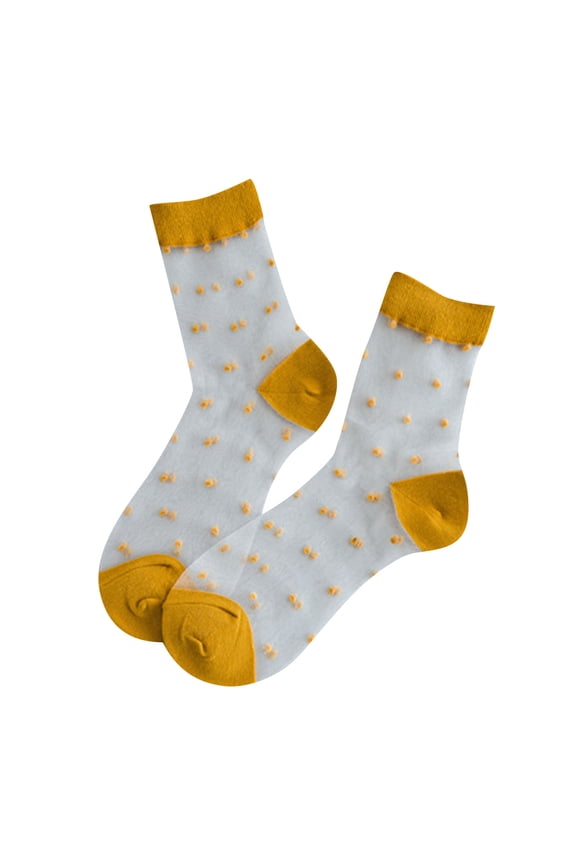 Stockings Women Spring and Summer Tube Stockings Stockings Polka Dot Transparent Comfortable Stockings Yellow1 One Size