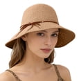 thumbnail image 1 of LIZUOJUN Sun Hat for Women Wide Brim Bow Decor Adjustable Breathable Blended Fabric UV Protection Summer Beach Vacation Hat,Coffee, 1 of 5