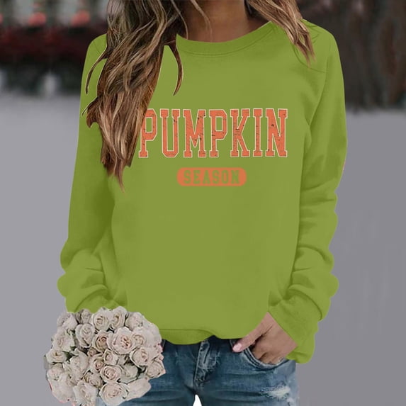 LIZUOJUN Sweatshirt for Women Crew Neck Tops Pullover Autumn Halloween Spooky Season Pumpkin Ghost Holiday Graphic Print Loose Fit Casual Long Sleeve Vintage, XL