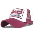 thumbnail image 1 of LIZUOJUN Trucker Embroidered Baseball Cap Soft Fabric Adjustable Snap Comfy Fit UV Protection Casual Outdoor Travel, Pink, Daily sun shade hat, 1 of 3