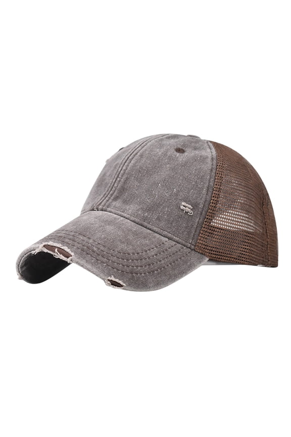 Trucker Hat Fashion Baseball Cap Soft Cotton Blend Durable Stitching Preformed Brim UV Protection Suitable Travel Workout Errands, Brown, Daily sun shade hat