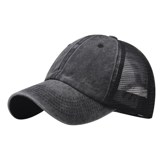 LIZUOJUN Trucker Hat Soft Washed Cotton Breathable Classic Baseball Cap Adjustable Denim Buckle UV Protection Lightweight Unisex Design for Daily Walking Park Hiking, Black, Daily Sun Shade Hat