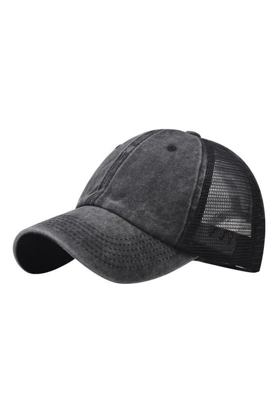 Trucker Hat Soft Washed Cotton Breathable Classic Baseball Cap Adjustable Denim Buckle UV Protection Lightweight Unisex Design for Daily Walking Park Hiking, Black, Daily Sun Shade Hat