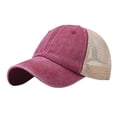 thumbnail image 1 of LIZUOJUN Trucker Hat Soft Washed Cotton Breathable Classic Baseball Cap Adjustable Denim Buckle UV Protection Lightweight Unisex Design for Daily Walking Park Hiking, Red, Daily sun shade hat, 1 of 5