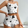 thumbnail image 1 of LIZUOJUN Two Piece Pajama Set For Women Heart Print Camisole Top Shorts Set Ribbed Knit Soft Breathable Lightweight Loungewear Home Pajamas - 2XL, 1 of 4