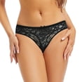 thumbnail image 1 of LIZUOJUN Under $2 Underwear Women Low Rise Invisible Lace Trim Thong With Bow Cutout Mesh No Show Hipster Cheeky Bikini Briefs S-XL, 1 of 7