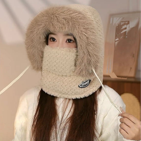 LIZUOJUN Under $3 Balaclava Hats for Men and Women Zipper Face Mask Integrated Warm Fleece Hood Windproof Cold Weather Cycling Ski One Size Rose Gold