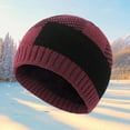 thumbnail image 1 of LIZUOJUN Under $3 Beanie Hats for Men and Women Color Block Plaid Pattern Knit Skull Cap Warm Stretchy Breathable Winter Outdoor One Size Red, 1 of 1