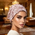 thumbnail image 1 of LIZUOJUN Under $3 Head Covering Wrap Elegant Lace Front Ruffle Elastic Head Covering Wrap For Sleeping Multiple Colors, Pink,One Size, 1 of 4