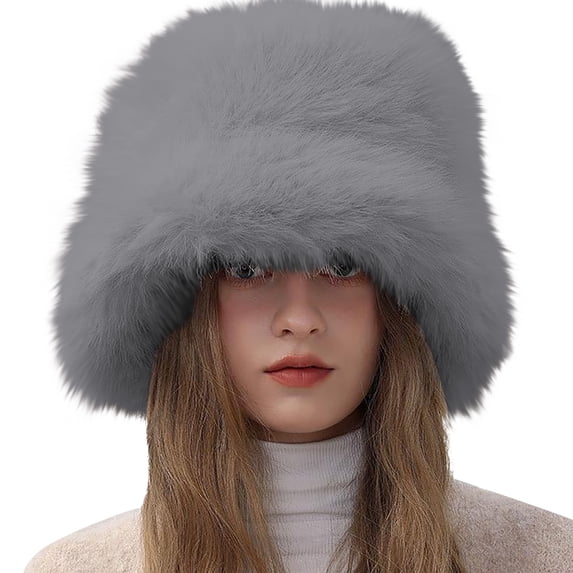 LIZUOJUN Under $4 Trapper Hat for Women Faux Fur Earflap One Size Plush Fabric Windproof Warm Winter Outdoor Casual Head Cap Grey