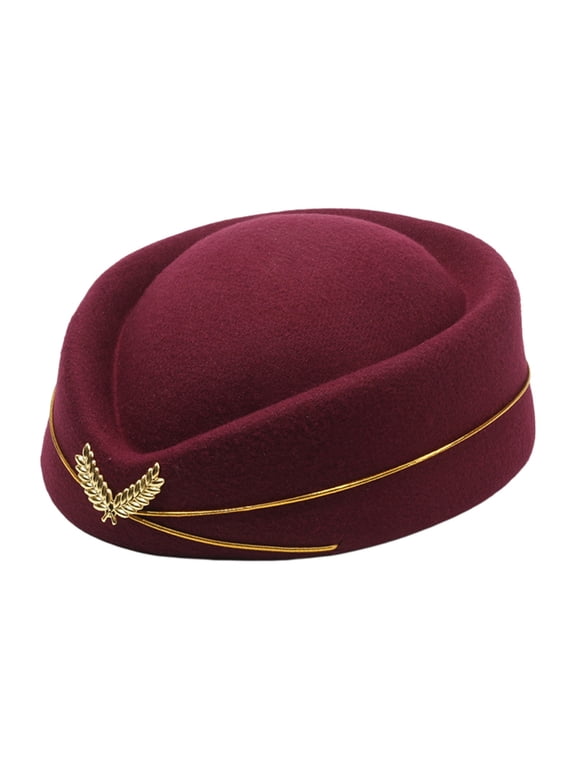 Under $5 Beret Hat Stewardess Hat Women Ladies Cap Elegant Cosplay Stage Performance Wedding Accessory, Flight Attendant Hat, Red