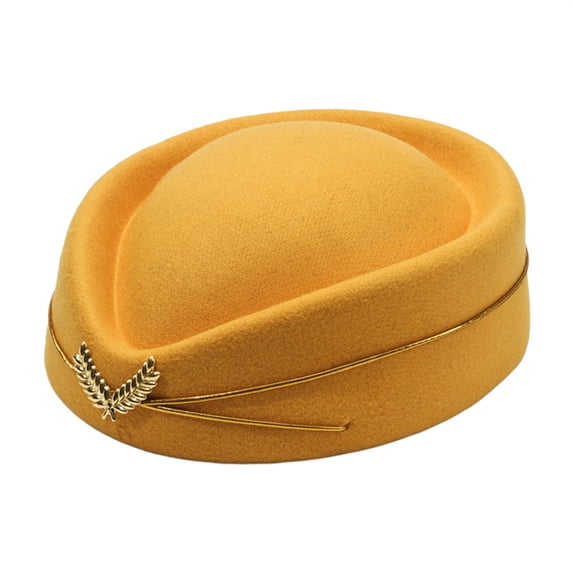 LIZUOJUN Under $5 Beret Hat Stewardess Hat Women Ladies Cap Elegant Cosplay Stage Performance Wedding Accessory, Flight Attendant Hat, Yellow