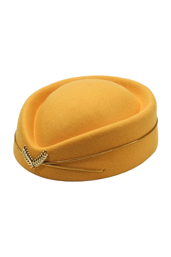 Under $5 Beret Hat Stewardess Hat Women Ladies Cap Elegant Cosplay Stage Performance Wedding Accessory, Flight Attendant Hat, Yellow