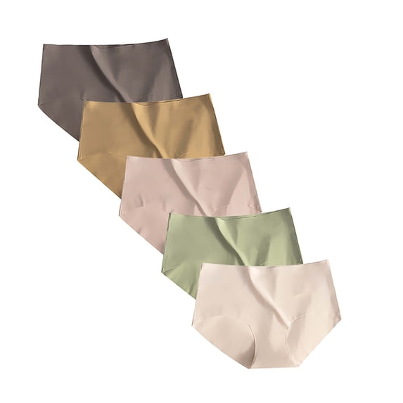 LIZUOJUN Under $5 Underwear Women 5 Pack High Waisted Briefs Wrinkled Silky No Show Full Coverage Comfortable And Breathable Multicolor M,L,XL