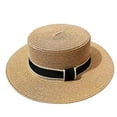 thumbnail image 1 of LIZUOJUN Under $5 Womens Summer Sun Hats Panama Hat Fedora Uv Protection Casual Straw Flat Top Hat For Street Shooting Daily Vacation, Khaki,One Size, 1 of 3