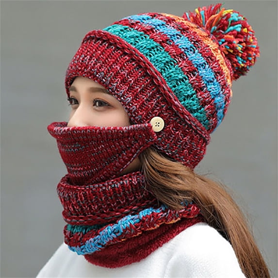 LIZUOJUN Under $6 Beanie Hats for Women Korean Style Cute Ear Flap Knit Skull Cap Warm Soft Stretchy Winter Cycling Cold Weather One Size Red