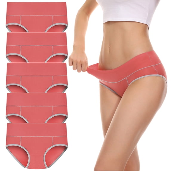 LIZUOJUN Under $6 Cotton Underwear For Women 5 Pack Hipster Briefs Tummy Control Bikini Moisture-Wicking Cheeky Underpants Regular & Plus Size M-5XL