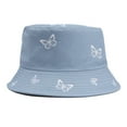 thumbnail image 1 of LIZUOJUN Under $6 Hot Summer Bucket Hat Ladies Pattern Cotton Double-Sided Butterfly Embroidery Reversible Wide Brim UV Protection, Sun Hat, Blue, 1 of 1