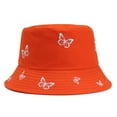thumbnail image 1 of LIZUOJUN Under $6 Hot Summer Bucket Hat Ladies Pattern Cotton Double-Sided Butterfly Embroidery Reversible Wide Brim UV Protection, Sun Hat, Orange, 1 of 1