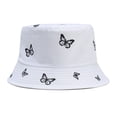 thumbnail image 1 of LIZUOJUN Under $6 Hot Summer Bucket Hat Ladies Pattern Cotton Double-Sided Butterfly Embroidery Reversible Wide Brim UV Protection, Sun Hat, White, 1 of 1