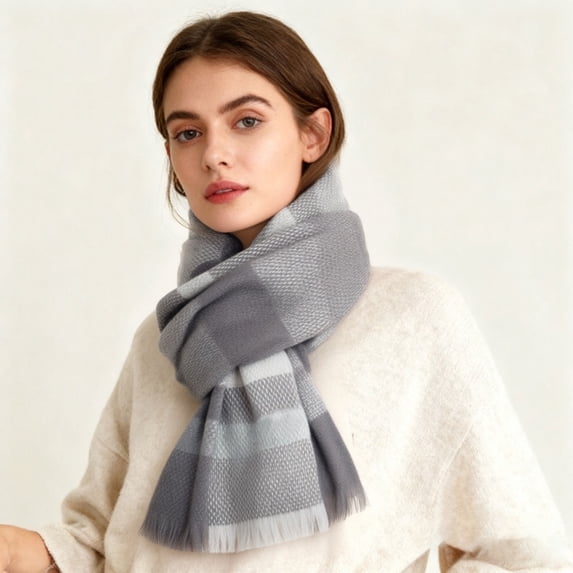 LIZUOJUN Under $6 Long Scarf Fashion Plaid Shawls And Fall Shawl Ladies' Warm Winter Scarf Thermal Neck Wrap For Cold Wind Shielding Blue,One Size