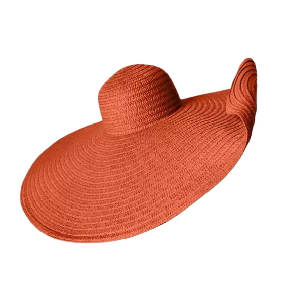 LIZUOJUN Under $7 Womens Summer Straw Sun Hats Oversized Wide Brim Uv Protection Fashion Full Coverage Beach Hat, Orange,One Size
