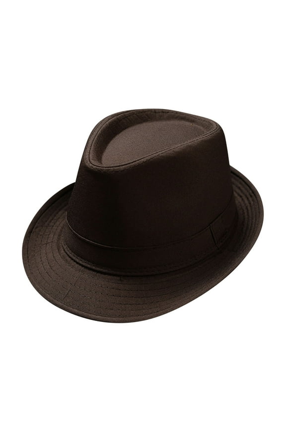 Unisex Classic 20s Fedora Hat Solid Cotton Blend Panama Jazz Hat Lightweight British Style Sun Hat for Men & Women Brown One Size