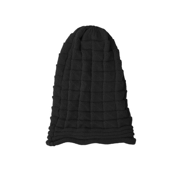 LIZUOJUN Unisex Ribbed & Waffle Knit Beanies Warm Soft Winter Skull Caps Casual Solid Color Knitted Hats for Men Women Black One Size