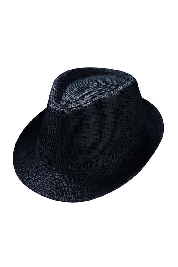 Unisex Straw Fedora Hat Straw Trilby Fedora Hat for Men 1920s Short Brim Panama Cap Breathable Summer Sun Hat for Travel & Outdoor Black One Size
