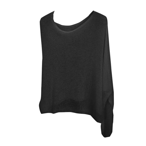 LIZUOJUN Women Sheer Lightweight Knit Shawl Transparent Beach Cover-Up Versatile Asymmetrical Hem Wrap for Summer & Layering Black One Size