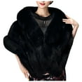 thumbnail image 1 of LIZUOJUN Women's Faux Fur Shawl Wrap Stoles Solid Color Warm Long Wrap Scarf for Bridal Wedding Dresses , Evening Party, and Formal Events Black One Size, 1 of 9