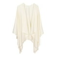 thumbnail image 1 of LIZUOJUN Women's Open Front Shawl Wrap Versatile Asymmetrical Hem Cape Lightweight Split Wrap for All Seasons Long Winter Sweater Coat White One Size, 1 of 8