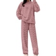 thumbnail image 1 of LIZUOJUN Women's Pajama Set 2 Piece Lounge Set Loungewear Soft Sleepwear Long Sleeve Pants Set Fuzzy Warm Cozy Winter Sets, Pink,One Size, 1 of 5