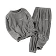 thumbnail image 1 of LIZUOJUN Women's Pajama Set 2 Piece Lounge Set Soft Sleepwear Long Sleeve Crew Neck Top And Cuffed Jogger Pants Warm Winter Loungewear, Grey,XXL, 1 of 5