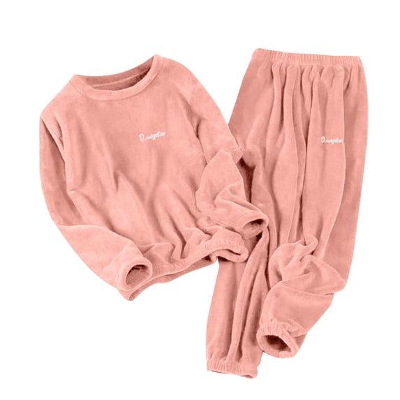 LIZUOJUN Women's Pajama Set 2 Piece Lounge Set Soft Sleepwear Long Sleeve Crew Neck Top And Cuffed Jogger Pants Warm Winter Loungewear, RD2,XL