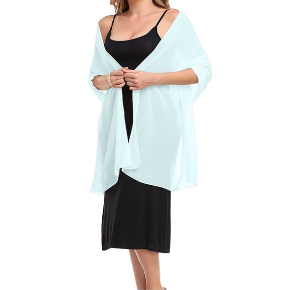 LIZUOJUN Women's Sheer Chiffon Shawl Wrap Lightweight Transparent Silk-Like Scarf for Evening Dresses Bridal Scarve Wedding Stole Blue S