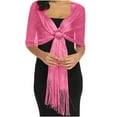 thumbnail image 1 of LIZUOJUN Women's Sparkling Metallic Shawls and Wraps Polyester Wraps with Rhinestone Buckle & Fringefor Evening Party/Wedding/Formal Dresses Hot Pink, 1 of 4