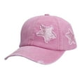 thumbnail image 1 of LIZUOJUN Womens Ponytail Baseball Cap Soft Stretch Fabric Casual Cowboy Star Print Adjustable Back UV Protection Summer Beach Travel, Pink, Daily sun shade hat, 1 of 4