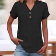 thumbnail image 1 of LIZUOJUNF Blouses for Women Round Neck Short Sleeve Blouses Casual Loose Flowy Summer Tops Going Out Shirts with Button Details, 1 of 9