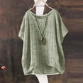thumbnail image 1 of LIZUOJUNF Clearance Green Womens Tops Blouse Womens' Summer Short Sleeve Solid Casual Loose Linen Top Womens' Button Down Shirt, 1 of 4