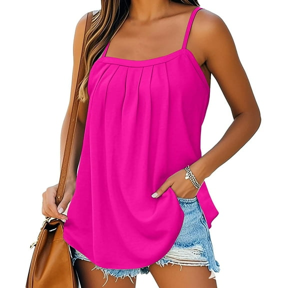 LIZUOJUNF Clothing Pink Summer Tank Tops for Women Vacation Outfits 2024 Fashion Trendy Clothes Loose Fit Sleeveless Tops
