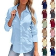 thumbnail image 1 of LIZUOJUNF Dress Shirts Button Down Shirt Work Wear Wrinkle Free Collared Work Office Solid Blouses Stand Collar Long Sleeve Outfits Workout, 1 of 7
