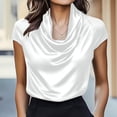 thumbnail image 1 of LIZUOJUNF Satin Blouses for Women Cowl Neck Short Sleeve Elegant Shirt Summer Tops Work Office Outfits, 1 of 4