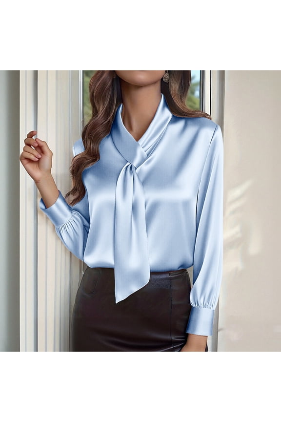 Womens Button Down Shirts V Neck Long Sleeve Business Casual Tops