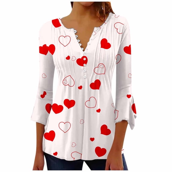 LIZUOJUNF Womens Dressy Casual Shirts 3/4 Sleeve Loose Shirts Casual Vacation Clothes, M