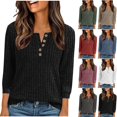 thumbnail image 1 of LIZUOJUNF Womens Henley Knit Shirts Dressy Lightweight Tunic Sweaters Business Casual Blouses V Neck Seven Quarter Sleeve 2026 Summer Spring Outfits, 1 of 6