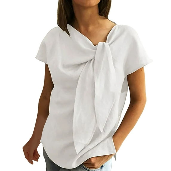 LIZUOJUNF Womens Tops Short Sleeve Tops Crew Neck Blouses Beach Vacation Clothes Basic Tees, L