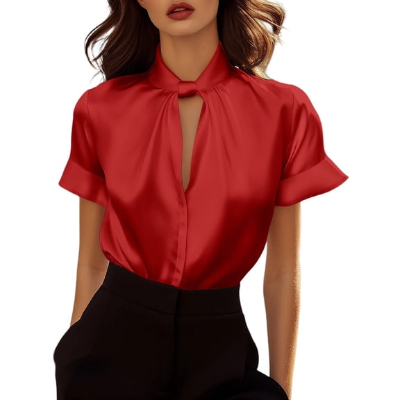 LIZUOJUNF Basic T Shirts for Wome Short Sleeve V Neck Blouse Plus Size Blouses Dressy Casual, M