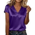 thumbnail image 1 of LIZUOJUNF Summer Tops for Women Short Sleeve Blouse V Neck Shirts Casual Loose Fit Blouses Fashion, S, 1 of 4